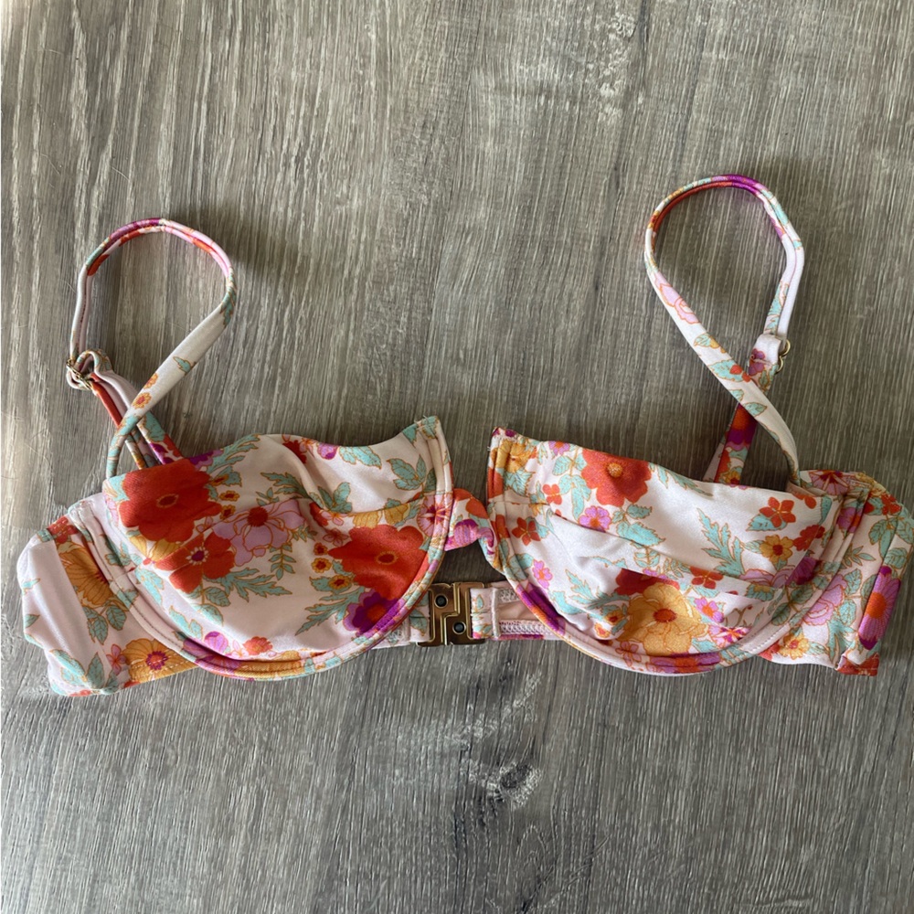 PACSUN NWT PINK ORANGE PURPLE GREEN FLORAL UNDERWIRE BRA TANK BIKINI TOP- SMALL